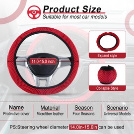Alpmosn - Funda elástica para volante, accesorios interiores universales, funda para volante para mujeres y hombres, seda de hielo de microfibra transpirable, antideslizante, inodoro, fácil de