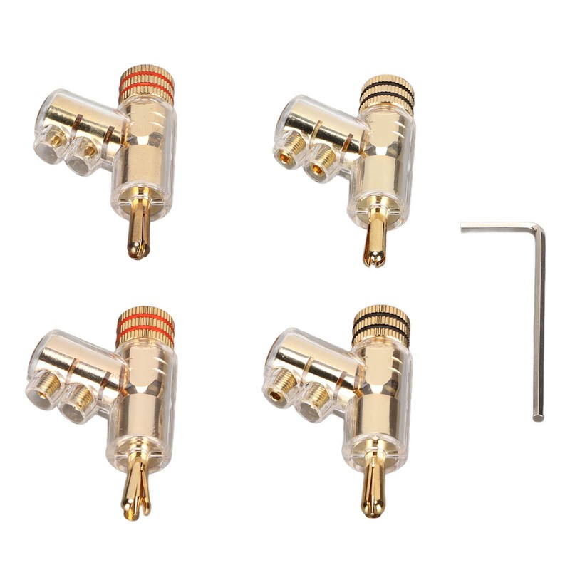 4pcs Banana Plug BA1403 Angled Locking Stacking Banana Plug 24K