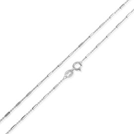 SEA OF ICE Sterling Silver 1mm Diamond-Cut Bar Station Rolo Chain Necklace, Size 16"