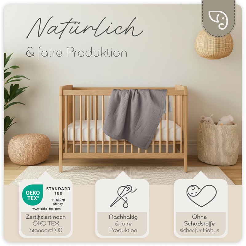 TSCHAMLER® Baby Waffle Pique Blanket - Fleece Oeko-Tex® 80 x