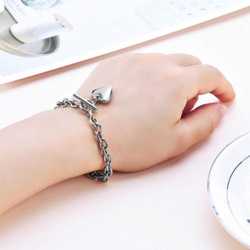 MYNENEY 14K Gold Initial Chain Bracelet for Women Stainless Steel