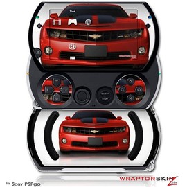 2010 Chevy Camaro Victory Red - Black Stripes - Decal Style Skins (fits Sony PSPgo)
