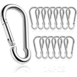Carabiner Hook, Carabiner with Snap Closure, 60 mm x 6 mm, Load Capacity up to 150 kg, Pack of 14 Carabiners Made of High-Quality Premium Steel for Key