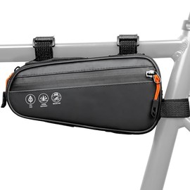 WOTOW Bolsa Triangular Impermeable para Cuadro de Bicicleta, Accesorio de Almacenamiento para Ciclismo, Montaña y Carretera (Negro Multifucional)