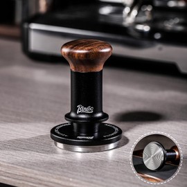 Espresso Tamper 51mm - Spring Loaded Coffee Tamper with Stainless Steel Base and Walnut Handle for Café,Tamped Perfection,Quality Brews at Home
