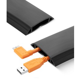 Bates- Floor Cord Cover, Large Capacity, 5 ft, Black Extension Cord Cover Floor, Cord Protector, Floor Cable Cover Floor, Cord Hider Floor, Cable Floor Cover, Cable Covers for Cords