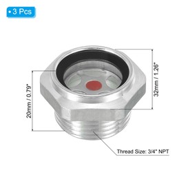 PATIKIL Air Compressor Oil Sight Glass, 3 Pcs 3/4" NPT Male Thread Aluminum Alloy Oil Liquid Level Gauge Air Compressor Parts with O-ring