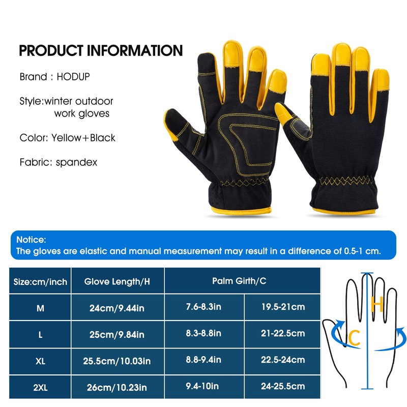 HODUP Waterproof Insulated Winter Work Gloves, Thermal Lining High Desterity
