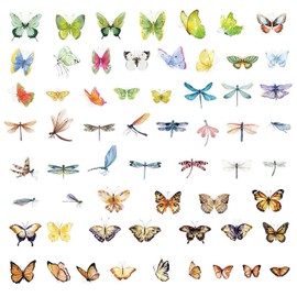 120 Pcs Scrapbook Stickers Themed in Butterfly & Dragonfly, Transparent Waterproof PET Stickers for for Notebook Bullet Journal Letter Greeting Cards Decoration
