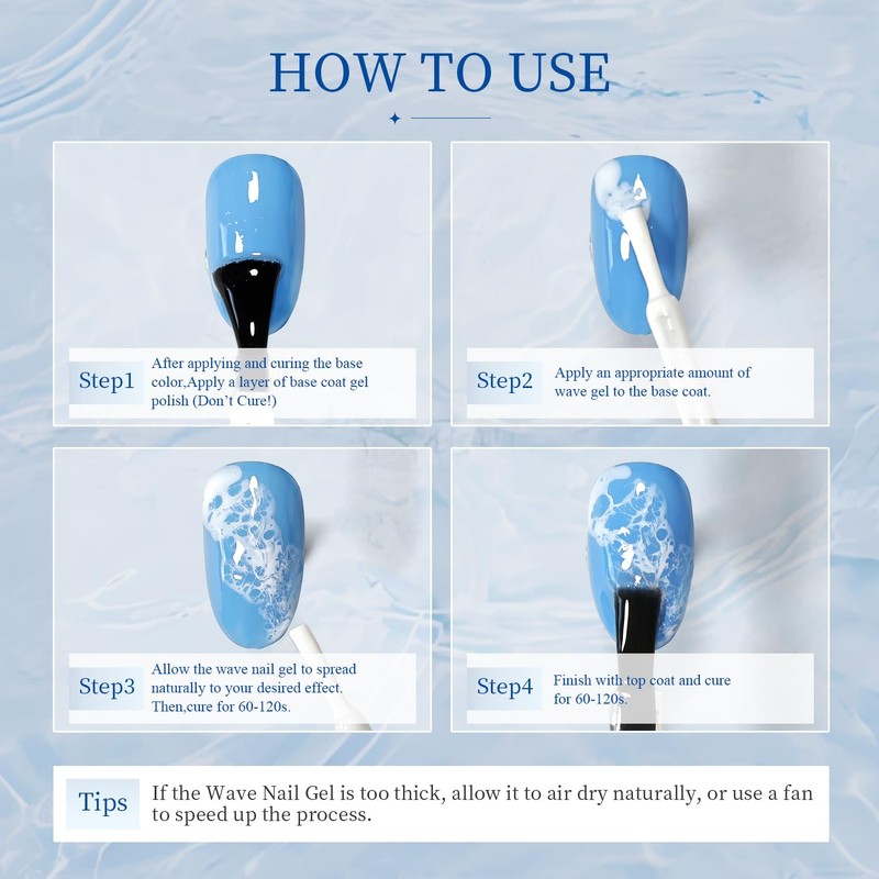 JODSONE White Blooming Wave Nail Gel 16.5ML,Spreading Effect for Ocean