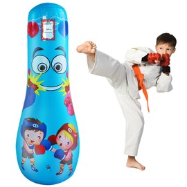 Inflatable Punching Bag for Kid, Kid boxing bag,Kid Pedestal Boxing Bags for Practicing Karate,De-Stress Boxing Bag for Boy/Girl,120CM-BLUE.