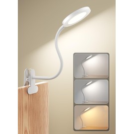 deeloop LED Clip on Light,100% Infinite Dimmable Reading Book Lights in Bed Headboard, 450LM Touch Control Desk Lamp with Clamp, Eye-Care 3 Color Temperature Flexible Gooseneck for Bedside Night Light