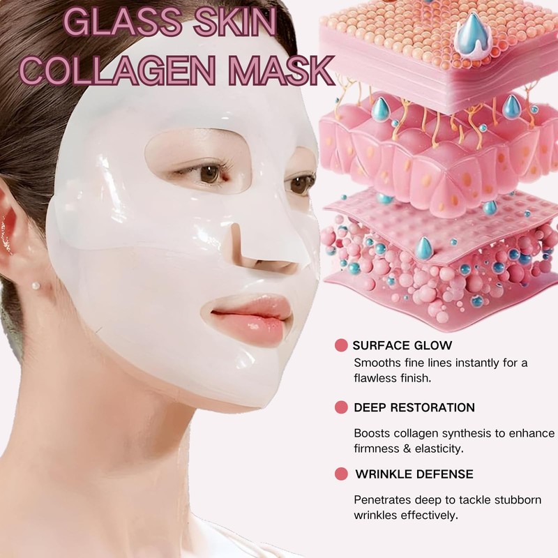 5PCS Glass Skin Collagen Mask - Deep Hydration Face Mask