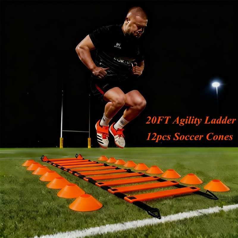 Kvittra 6PCS 6FT Adjustable Soccer Agility Training Poles, Soccer Agility