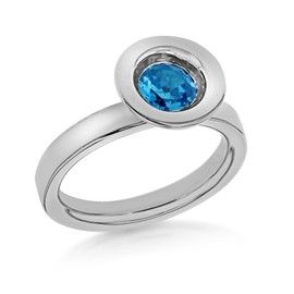 Tuscany Damen-Ring 925 Sterling Silber Rhodium Plated Round Blue Crystal Stackable Gr. 54 (17.2) 8.48.1622