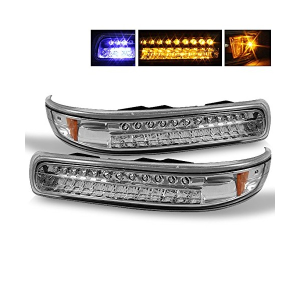 For Chevy Silverado Suburban Tahoe Chrome Clear Amber LED Front Bumper Signal Lights Lamps Assembly