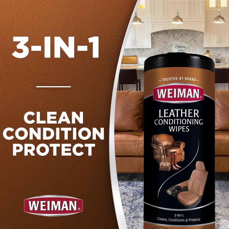 Weiman Leather Cleaner Wipes - Clean Condition UV Protection Help
