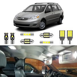 LIGHSTA 17PCS Super Bright White LED Interior Light Kit Package for Toyota Sienna 2004 2005 2006 2007 2008 2009 2010 + License Plate Lights and Install Tool