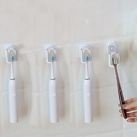 4Pack Toothbrush Holder Wall Mounted with Cover for Bathroom, Self-Adhesive Toothbrush Stand with Toothpaste Holder, Toothbrush Storage Organizer for Shower