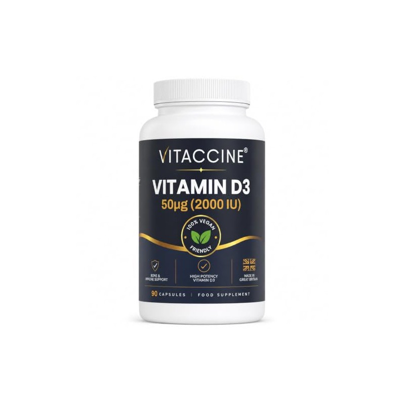 Vitamin D3 2000 IU 50µg, Vegan, 90 Capsules