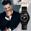 JewelryWe Men Elastic Band Watch: Analog Quartz All Black Stretchable