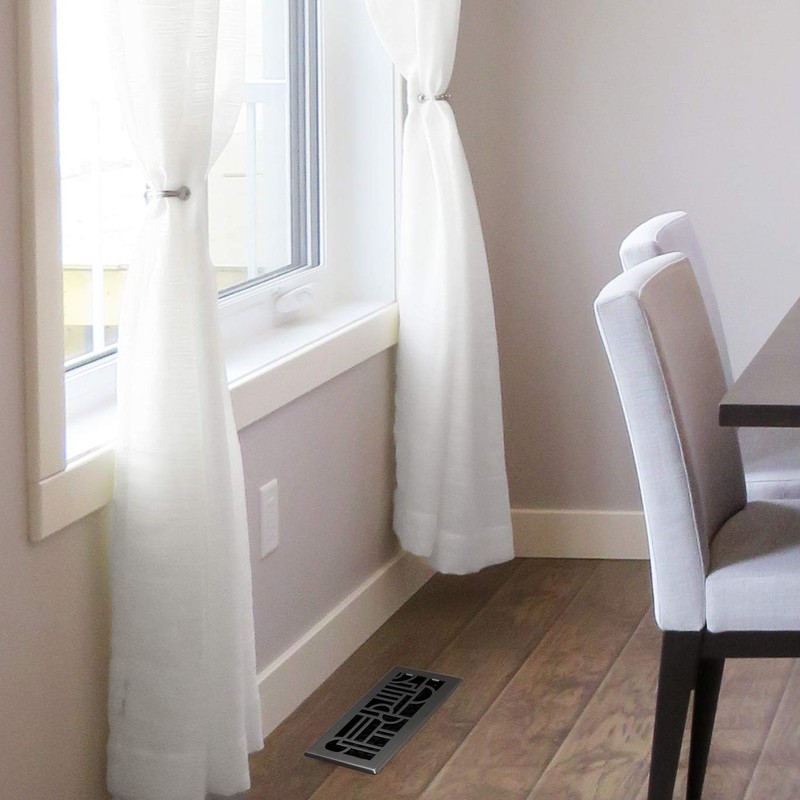 Decor Grates ADH410-GM Art Deco Floor Register, 4x10, Gun Metal