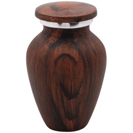 Walnut Finish Keepsake Urns – 4‑Pack Keepsake Urns for Ashes | Metal with Wood‑Grain Finish, Felted Bottom, Mini Memorial Urns Set