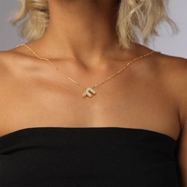 LEXODY Gold Initial Letter Necklace for Women, Dainty 14K Gold A-Z Diamond Initial Necklaces Trendy Simple Chunky Cubic Zirconia Alphabet Necklace Waterproof Jewelry for Women Gifts