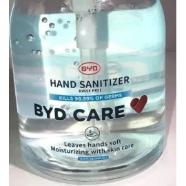 BYD Care Hand Sanitizer Rinse Free Large 1ea 16.9oz Blt by BYD Care-Kills 99.9% Germs-SHI