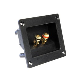 Absolute USA SST-350 3.5 x 3 Inches Square Gold Push Spring Loaded Jacks Double Binding Post Speaker Box Terminal Cup