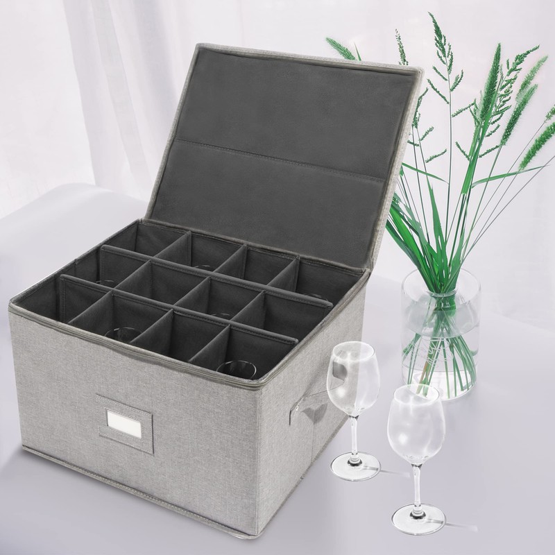 popoly Stemware Storage Cases, Wine Glass Storage Box Containers with