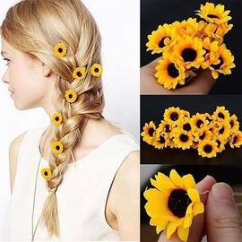 5PCS Flower Hair Pins, Bridal Headpiece, Sunflower Wreath for Women Lady Girls, Sunflower Hair Pins, Party Wedding Bridal Hair Clips (Yellow, One size)