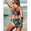 Zilcremo Women Two Piece Bikini Double Strap Swimsuits Hollow Out