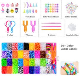 Noa Home Deco kit Elastici per Braccialetti, 2500+pcs kit fai da te Colorato, Telaio con Ciondoli, Gancetti, Perline per Bambini Braccialetto dell'amicizia Ragazze Ragazzi Regalo di Compleanno Natale