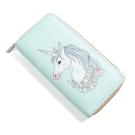 DonDon Women's Purse with Zip, Unicorns and Flamingos Turquoise