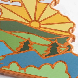 Totally Bamboo Virginia State Shaped Cutting Board and Charcuterie Serving Platter with Artwork by Summer Stokes, Includes Hang Tie for Wall Display