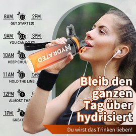 Mevoly Water Bottle, 750 ml, BPA-Free Tritan, Sports Water Bottle, Leak-Proof with Time Marking, Sports Bottle for Fitness, Outdoor, Gym, School