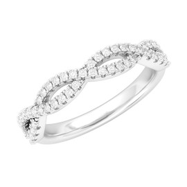 Sterling Silver Infinity Twist Wedding Ring Half-circle Simulated Diamond Matching Ring For Women (M)