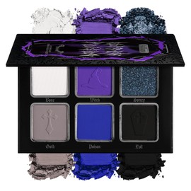 La Catrina- Paleta de maquillaje gótico profesional de 6 colores la paleta de sombras de ojos grunge azul violeta con 5 sombras de ojos en tonos