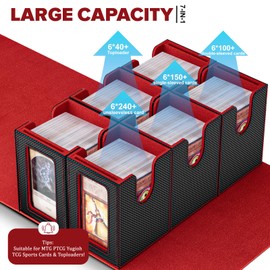 Gomyrod Commander Deck Box for Trading Card, 7 In 1 Card Storage Box Fits 1400+ Standard Sleeveless Cards, Removable Deck Case for TCG/Sports/Baseball Cards with Dice Tray