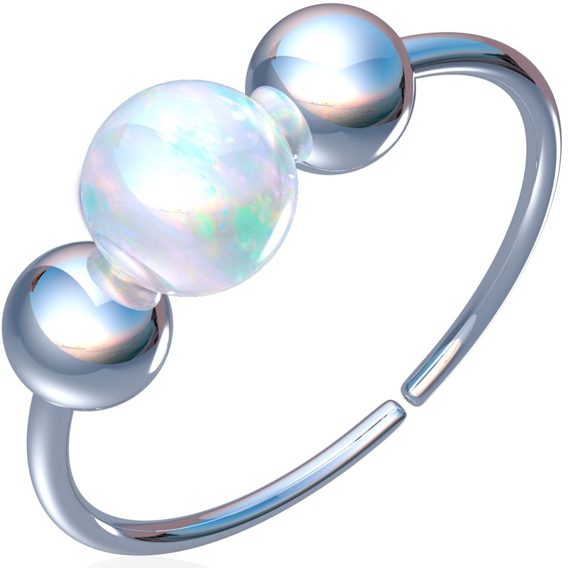 Silver Helix Hoop - Tiny 3mm White Opal Handmade 925