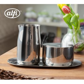 alfi Milk and Sugar Set, Shiny, High-Quality Stainless Steel Milk and Sugar Set, Stylish Design, Dishwasher Safe, Durable