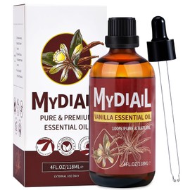 MYDIAIL Vanilla Essential Oil (4Oz) Pure & Natural Vanilla Oil Premium Aromatherapy Essential Oil for Diffuser, Skin Care, Massage, Humidifier, Candle & Soap Making, DIY Perfume - 118ml