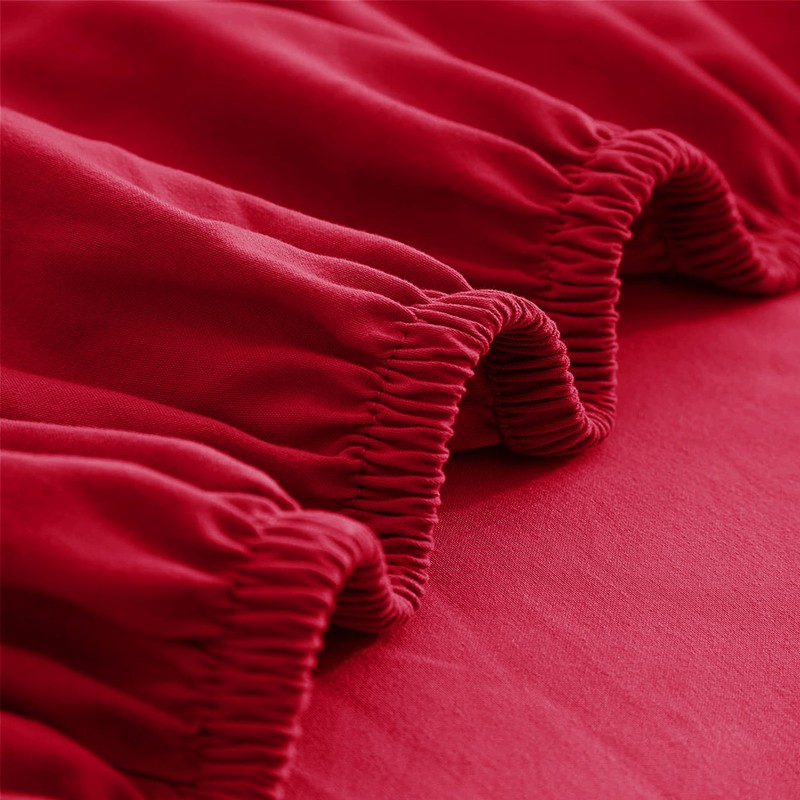AMEHA Double Fitted Sheet - Red Bed Sheets Extra Deep