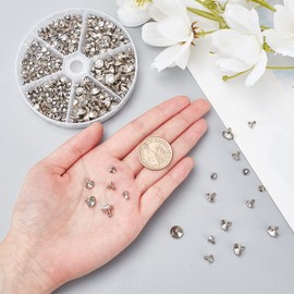 nbeads 180 Sets Rhinestone Rivets, 6 Sizes Silver CZ Clear Crystal Rivets Brass Silver Rivets for Leather Craft DIY Decoration Repair