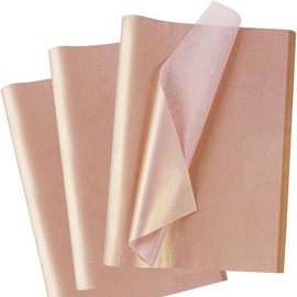 Rosegold Seidenpapier für Geschenktüten, 60 Blatt Seidenpapier Verpackungsmaterial, Schimmerndes Metallic Bastelpapier mit Perlmutt, Glänzendes Geschenkpapier für Geburtstage, Weihnachten, 50 x 35 cm