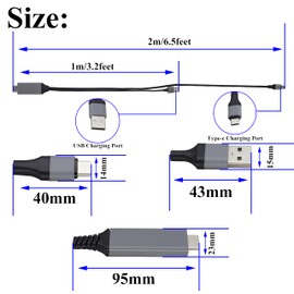 zdyCGTime Phone and Tablet 1080P HDTV Mirroring Cable 2 in 1, HD HDMI Male to 2 USB A Female/Male Cable,1080P/60HZ HDMI HDTV Cable, Used in HDTV, Projector, Monitor, etc.(1m/Black-USB A)