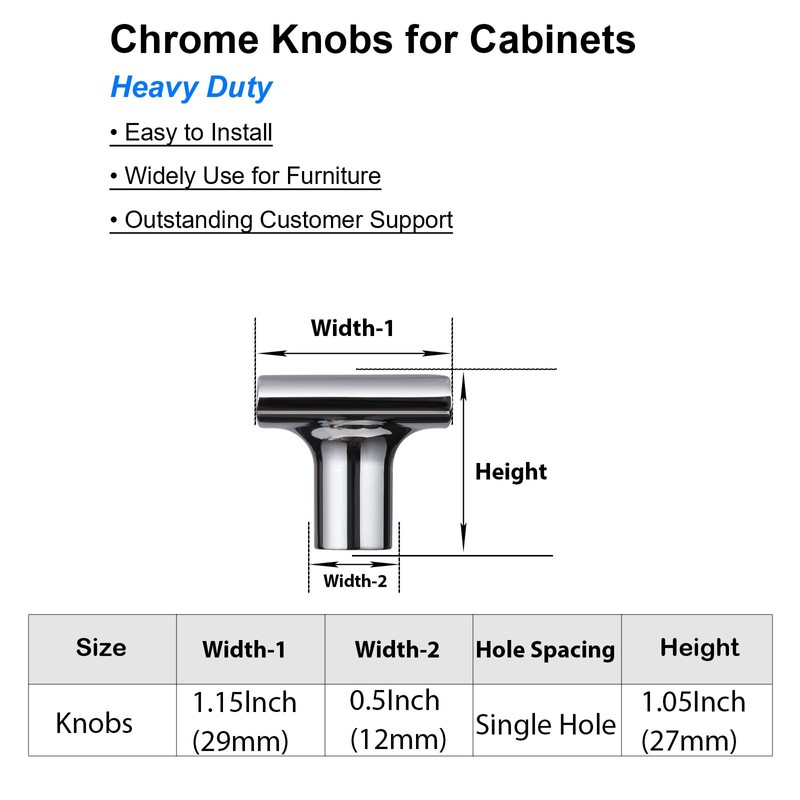 AITITAN 10 Pack Polished Chrome Cabinet Knobs Silver Cabinet Knobs,