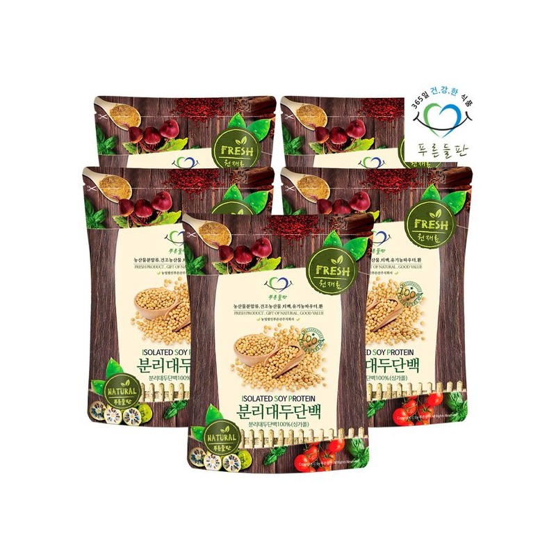 Bluefield 분리 대두 콩 단백질 분말 100% 500g 5봉 식물성프로틴