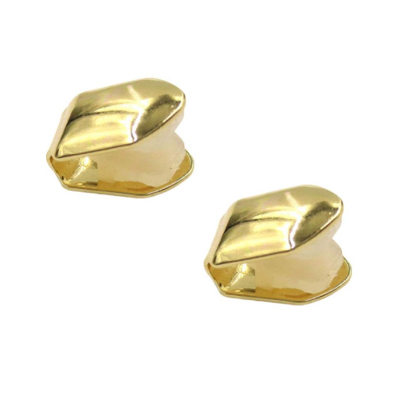 2Pcs Gold Plated Single Tooth Cap Hip Hop Teeth Plain